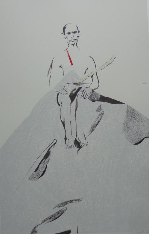 OCTAVE LANDUYT / BONJOUR BREL / KLEURLITHO / 76x56cm / SIG, Antiek en Kunst, Kunst | Litho's en Zeefdrukken, Ophalen of Verzenden