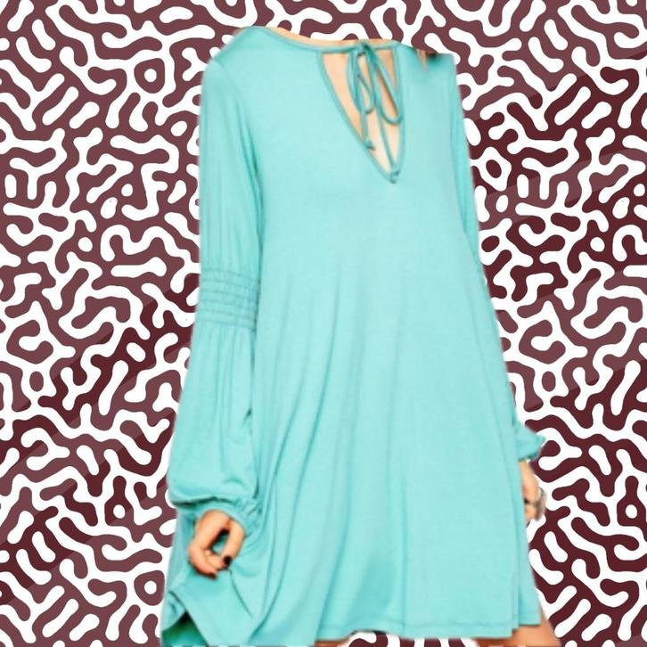 Boho dress with special sleeves (size S/M), Kleding | Dames, Jurken, Gedragen, Maat 38/40 (M), Groen, Boven de knie, Ophalen of Verzenden