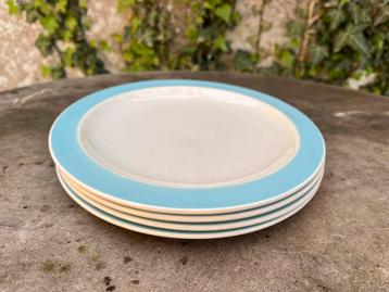 4 dessertborden Boch Keralux Versaille 1956-58 pastelblauw, Ophalen of Verzenden