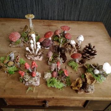 Prachtige Paddenstoelen decoratie set in gips Handmade!!! beschikbaar voor biedingen