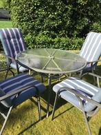 Tuinset met glazen tafel en 4 stoelen, Tuin en Terras, Tuinsets en Loungesets, Ophalen, Gebruikt, Tuinset