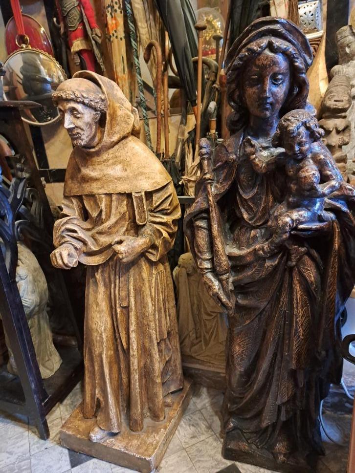 Groot La. Fance - Kerk Beeld - Monnik - 103 cm - Gips  1920, Antiek en Kunst, Antiek | Religieuze voorwerpen, Ophalen