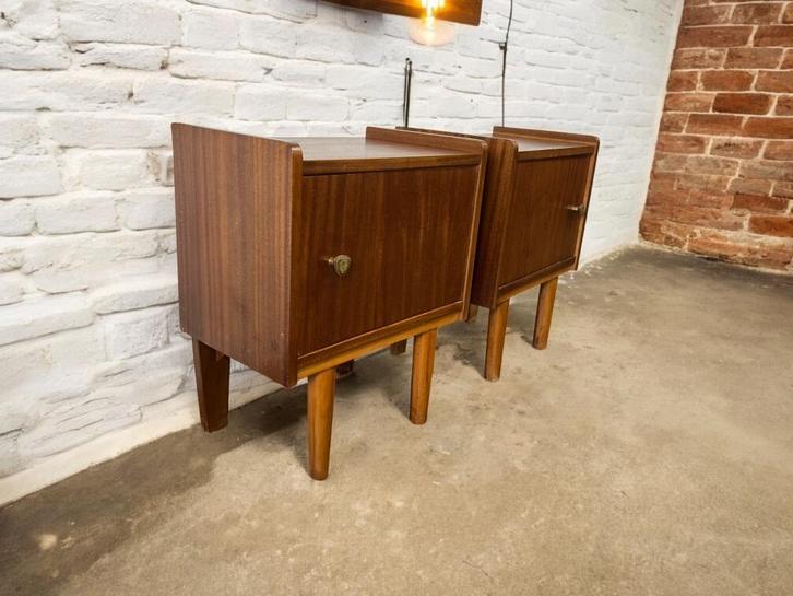 set van 2 vintage nachtkastjes / mini kastjes, Antiek en Kunst, Curiosa en Brocante, Ophalen of Verzenden