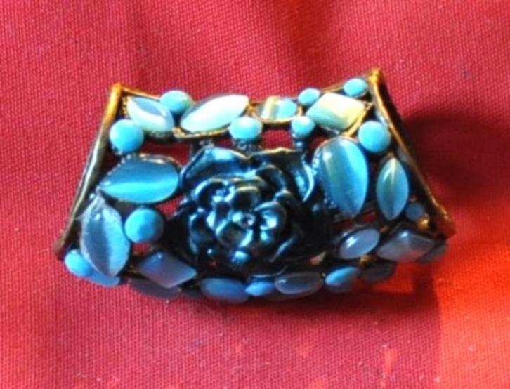 longue bague armature bronze et pierre synthétique bleu, Handtassen en Accessoires, Ringen, Zo goed als nieuw, Dame, Blauw, Overige materialen