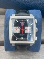 TAG Heuer Monaco CAW2114, Ophalen, Leer, Staal, Zo goed als nieuw
