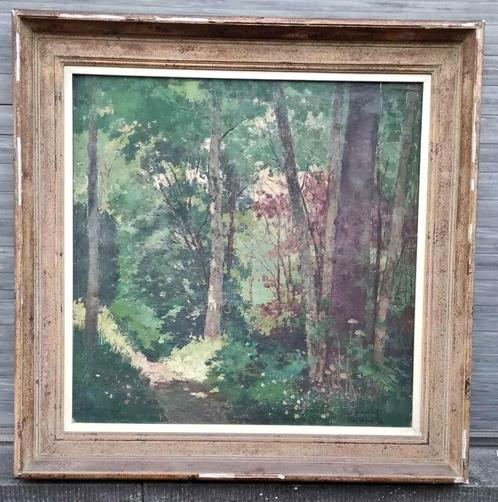 huile sur toile sous bois signe emile lecomte, Antiek en Kunst, Kunst | Schilderijen | Klassiek, Ophalen of Verzenden