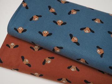 Promo! 4643) 145x50 cm bruin/blauw hondenkatoen flanel beschikbaar voor biedingen