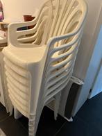 8x witte plastieken tuinstoelen, Ophalen, Gebruikt, Plastic, Stapelbaar