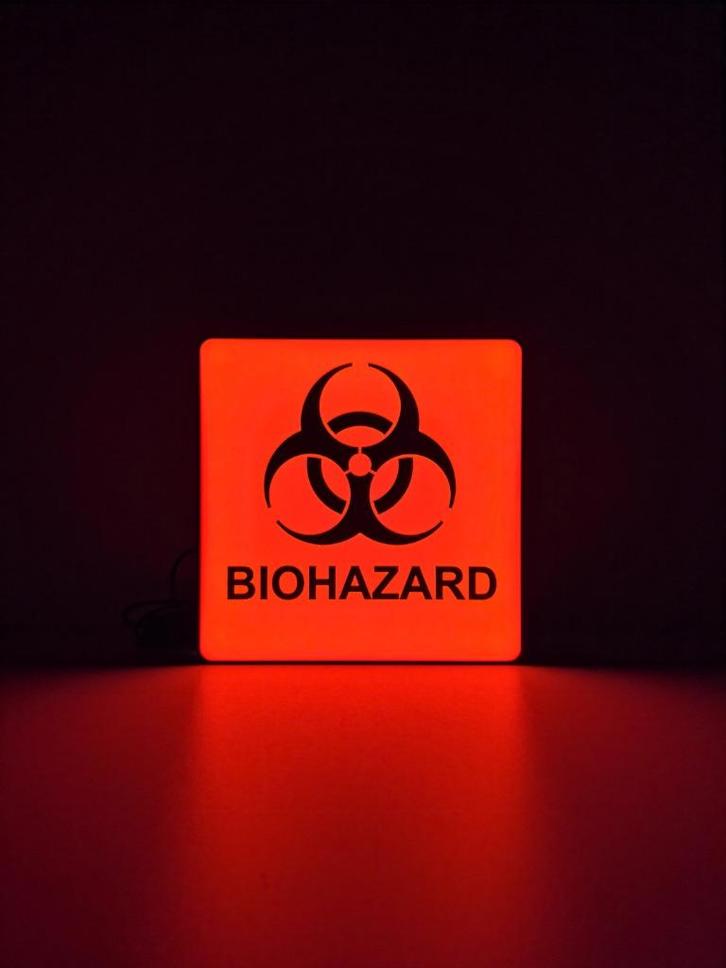 Biohazard Warning Lightbox – USB LED Lamp, Huis en Inrichting, Lampen | Losse lampen, Nieuw, Led-lamp, Minder dan 30 watt, Overige fittingen