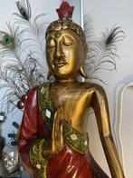 Thailand - 90 cm hoge Boeddha beeld hout, Ophalen of Verzenden, Gebruikt