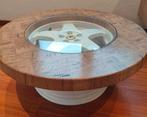 Table basse en chêne sur jante logo Ferrari, Huis en Inrichting, Tafels | Salontafels, Ophalen, 50 tot 100 cm, Rond, Zo goed als nieuw