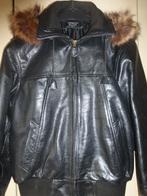 Blouson mixte en vrai cuir noir "Hypnotic Fashion "T: L, Enlèvement ou Envoi, Comme neuf, Noir