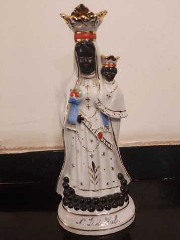 Antiek porseleinen beeld Zwarte Madonna van Halle