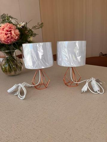Set van 2 lampenkappen- Mooie voet in rosé staal, Huis en Inrichting, Ophalen, Nieuw