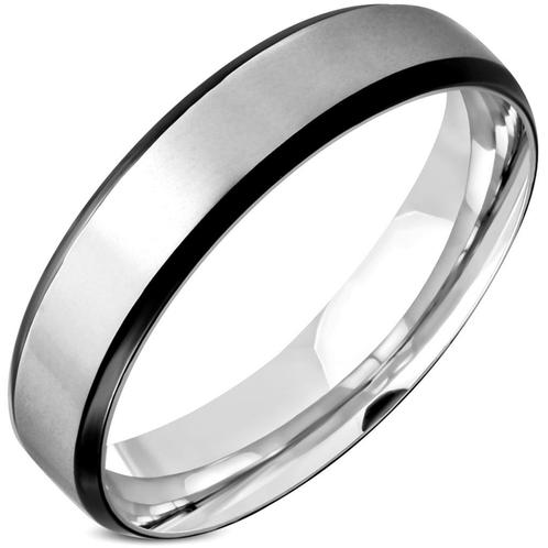 Roestvrij stalen herenring met zwarte strepen, Handtassen en Accessoires, Ringen, Nieuw, Heer, IJzer of Staal, Ophalen of Verzenden
