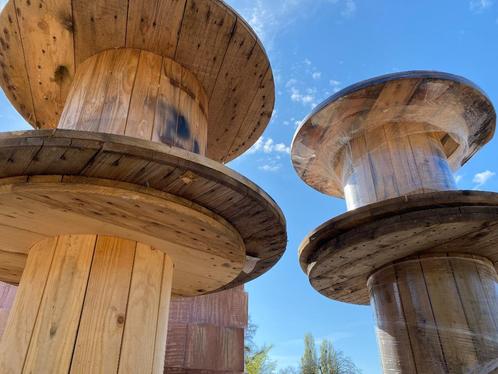 kabelhaspel, Tuin en Terras, Tuintafels, Gebruikt, Rond, Hout, Ophalen