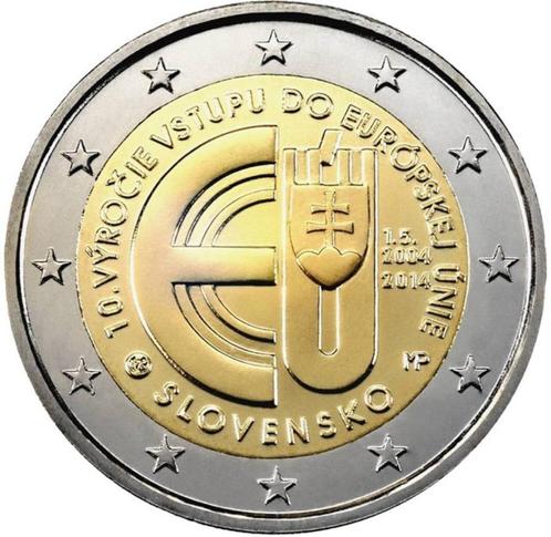 2 euros Slovaquie 2014 - 10 ans membre UE (UNC), Timbres & Monnaies, Monnaies | Europe | Monnaies euro, Monnaie en vrac, 2 euros