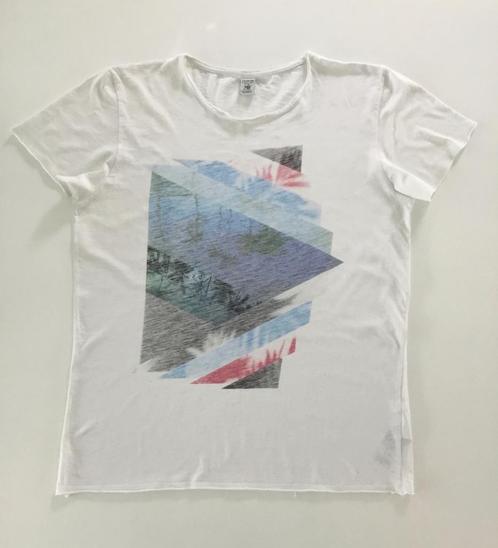 Jack & Jones t-shirt used look print palmen maat M, Kleding | Heren, T-shirts, Zo goed als nieuw, Maat 48/50 (M), Wit, Ophalen of Verzenden
