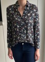 Donkerblauwe Blouse met bloemenprint van Topshop (Maat 34), Topshop, Comme neuf, Taille 34 (XS) ou plus petite, Bleu