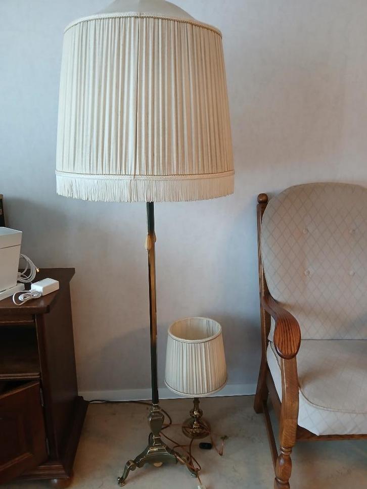 Set antieke koperen staanlampen, Huis en Inrichting, Lampen | Vloerlampen, Zo goed als nieuw, Overige materialen, Ophalen