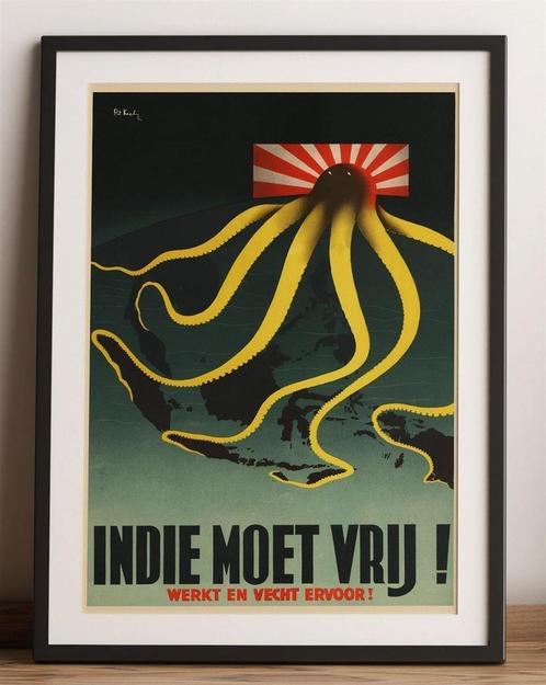 Nederlands-Indie KNIL Anti Japan Propaganda Poster, Verzamelen, Film en Tv, Nieuw, Poster, Verzenden