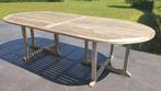 Ovalen tafel in teak, L 260cm x B 130cm x H 74cm, in zeer go, Ophalen of Verzenden