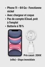 Iphone 11 noir, Télécoms, Enlèvement ou Envoi, Comme neuf, Noir, IPhone 11