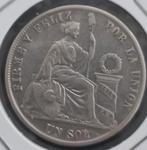Peru 1 sol 1873 L.D. (zilver), Verzenden, Zuid-Amerika, Losse munt, Zilver