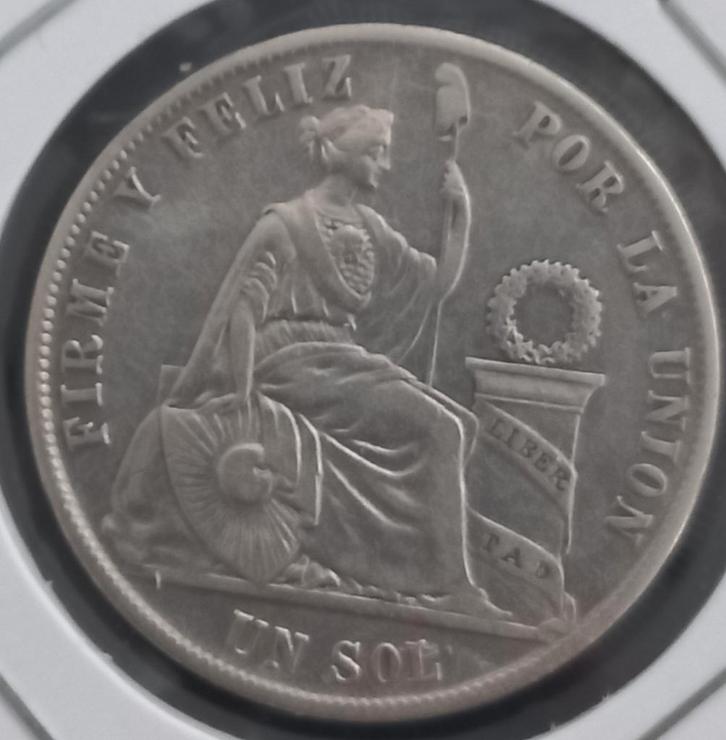 Peru 1 sol 1873 L.D. (zilver), Postzegels en Munten, Munten | Amerika, Losse munt, Zuid-Amerika, Zilver, Verzenden