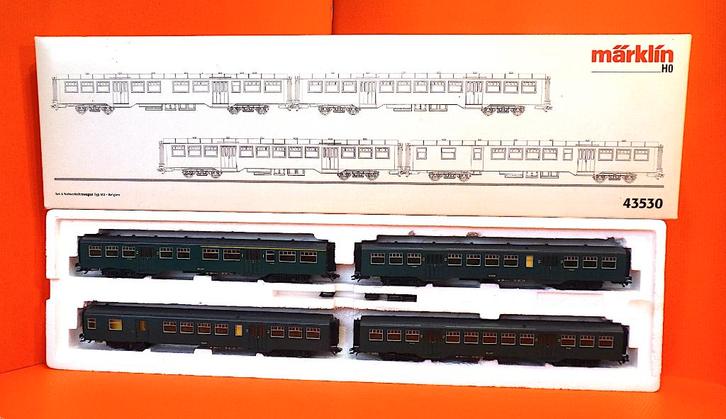 Märklin 43530 - 4 rijtuigen M2 NMBS - H0 - 1:87, Hobby en Vrije tijd, Modeltreinen | H0, Gebruikt, Wagon, Wisselstroom, Märklin