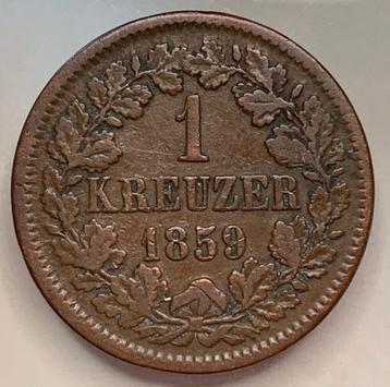 1 Kreuzer 1859 Baden-Friedrich I