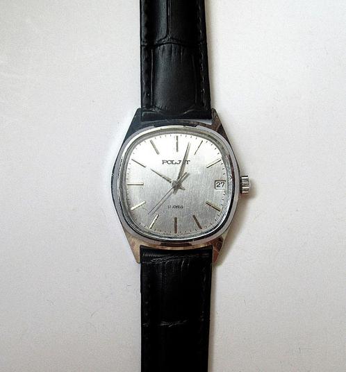 Poljot vintage herenhorloge met datum, USSR 1970's, Handtassen en Accessoires, Antieke sieraden, Ophalen of Verzenden