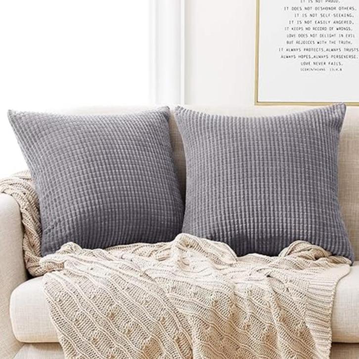 Housse de coussin avec fermeture éclair cachée 40x40 cm 2 pi, Maison & Meubles, Accessoires pour la Maison | Coussins, Neuf, Gris