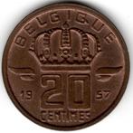 België : 20 Centimes 1957 KM#146 Ref 16243, Ophalen of Verzenden, Brons, Losse munt