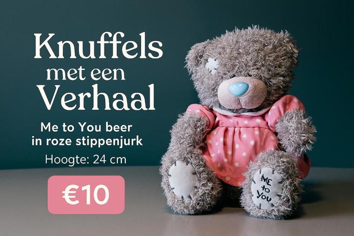 Me to You beer 24 cm roze stippenjurk., Verzamelen, Beren en Cherished Teddies, Me To You, Ophalen of Verzenden