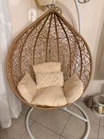 Fauteuil suspendu rotin sur pied en résine et métal blanc, Enlèvement, Comme neuf, Blanc, Métal