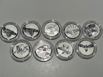9 zilveren munten 1oz Wedge Tailed Eagle 2016-2024, Enlèvement ou Envoi, Série, Argent