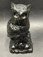 authentiek, handgesneden regenboog-obsidiaan beeld uil., Antiek en Kunst, Ophalen of Verzenden