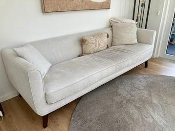 3-zit zetel stof - notelaar onderstel - ivoor - B:240xD:85 beschikbaar voor biedingen