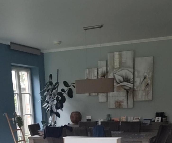 EGLO Pasteri hanglamp taupe - 2-lichts - L: 75 cm, Huis en Inrichting, Lampen | Hanglampen, Zo goed als nieuw, 75 cm of meer, Stof