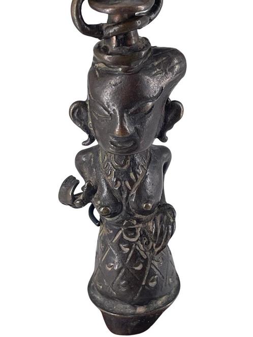 Aziatisch bronzen beeldje op voet, Antiek en Kunst, Antiek | Brons en Koper, Brons, Ophalen of Verzenden