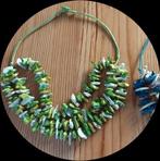 Speciale halsketting (drie lagen) groen of blauw; 7,-, Ophalen, Nieuw, Overige kleuren, Overige materialen