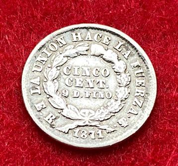 Zeldzame zilveren munt van 5 Centavos uit 1871 beschikbaar voor biedingen