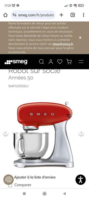 Robot Smeg rouge neuf