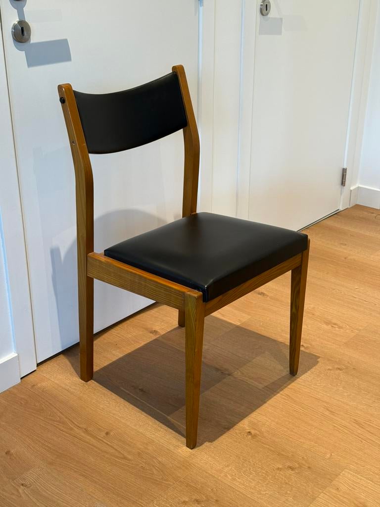 Chaise design en bois & assise noire, Enlèvement