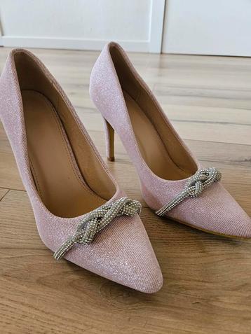 Roze glitter hakken met strass – nieuw & ongedragen beschikbaar voor biedingen