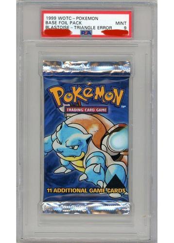 Pokémon Base Set Black Triangle Error Booster Blastoise PSA9, Ophalen of Verzenden, Nieuw, Booster, Foil