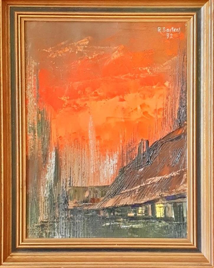 Rob Baetens - Coucher du soleil— 1972 | Peinture, paysage, Antiquités & Art, Art | Peinture | Moderne, Enlèvement