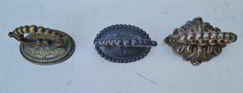 3 pièces de poignées en forme de cloche du XIXe siècle, Antiquités & Art, Antiquités | Étain, Enlèvement ou Envoi