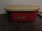 Metalen brooddoos vintage look, rood, met snijplank, Ophalen, Zo goed als nieuw